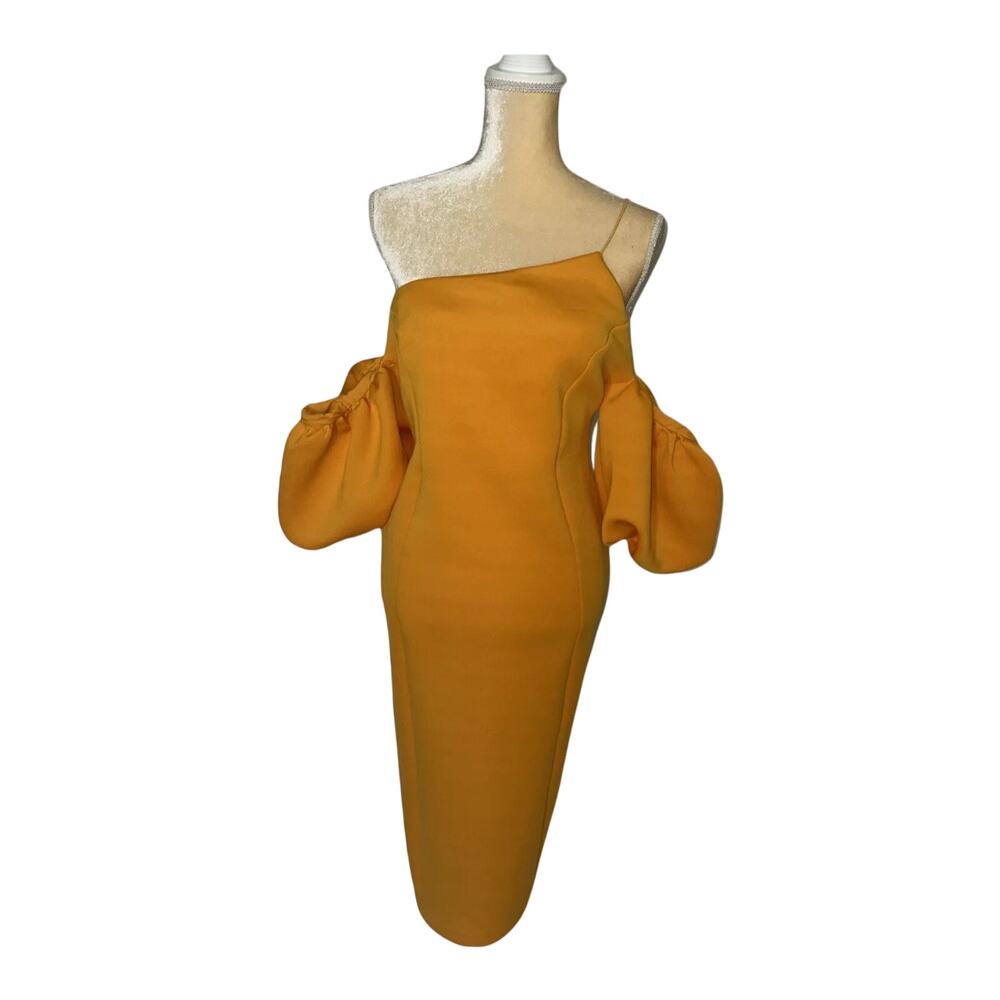 ASOS Design Puff Sleeve Asymmetrical Midi Dress Size US 14